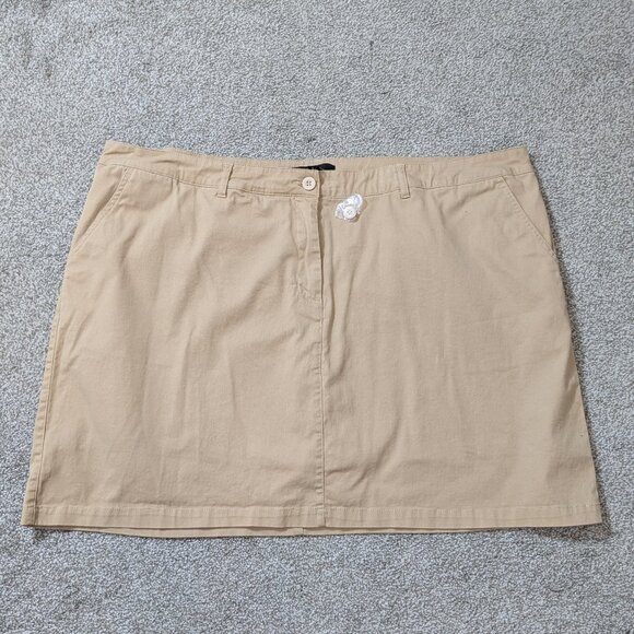 ELLOS Tan Zip Front Stretch Cotton High Rise Lined Mini Skort; Size 22 - Picture 1 of 5